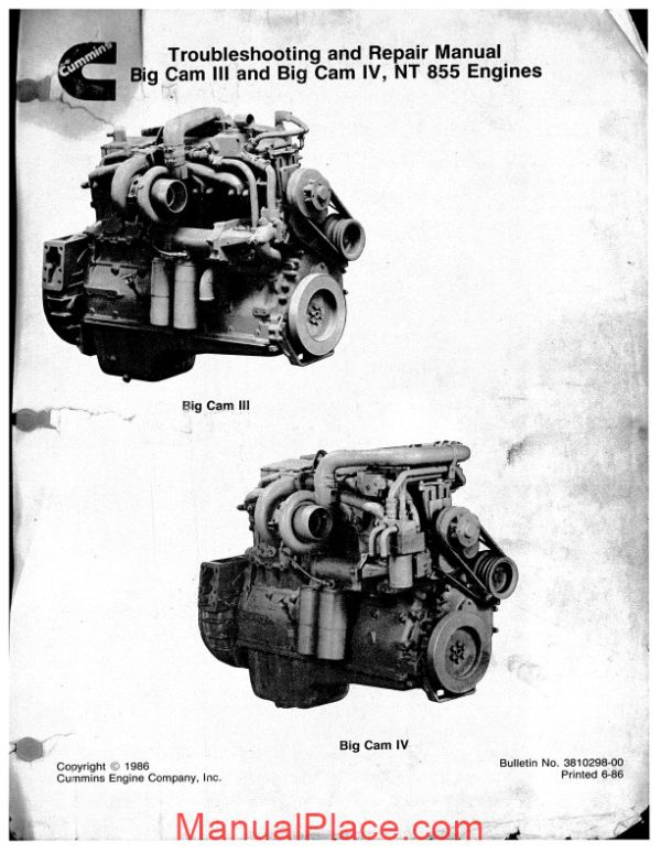 cummins nt855 engines troubleshooting and repair manual page 3