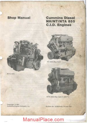 cummins nta855 big cam shop manual page 1