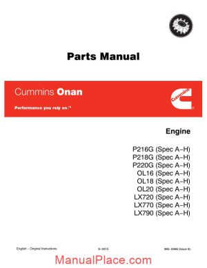 cummins onan p216 parts manual page 1