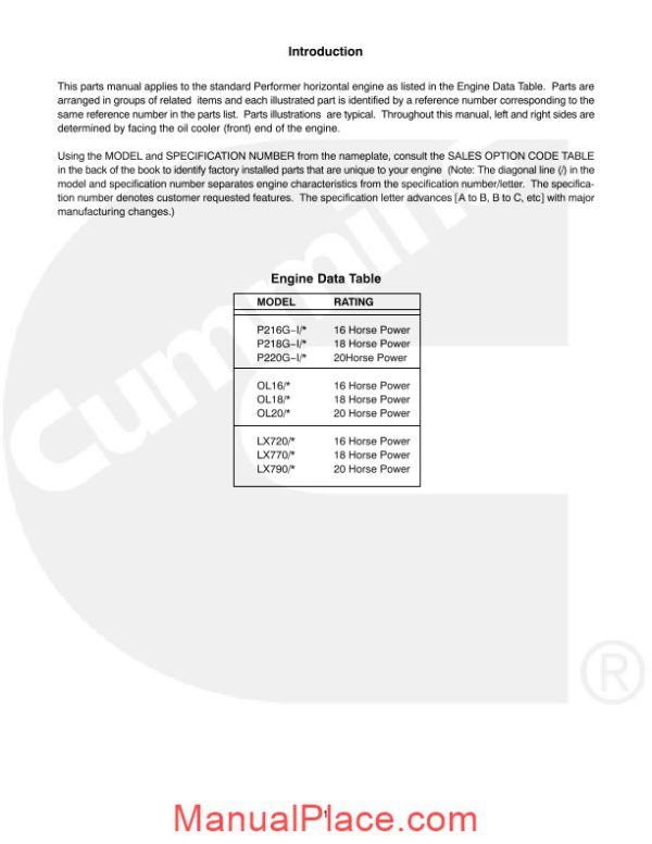 cummins onan p216 parts manual page 3