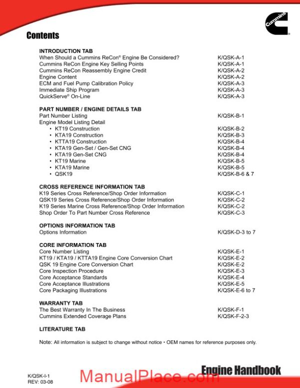 cummins recon distributor k qsk engine handbook page 3