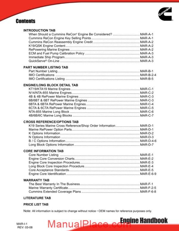 cummins recon distributor marine engine handbook march 2008 page 3