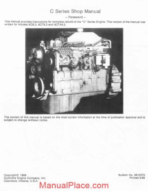 cummins shop manual c series engines page 1