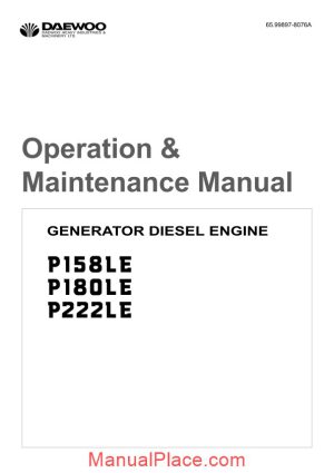 daewoo engine p180le operation maintenance manual page 1