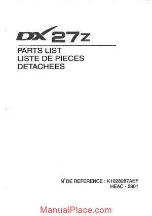 daewoo excavator dx 27z parts manual page 1