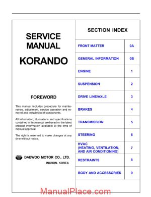 daewoo korando service manual page 1