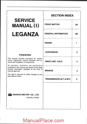 daewoo leganza service repair manual page 1