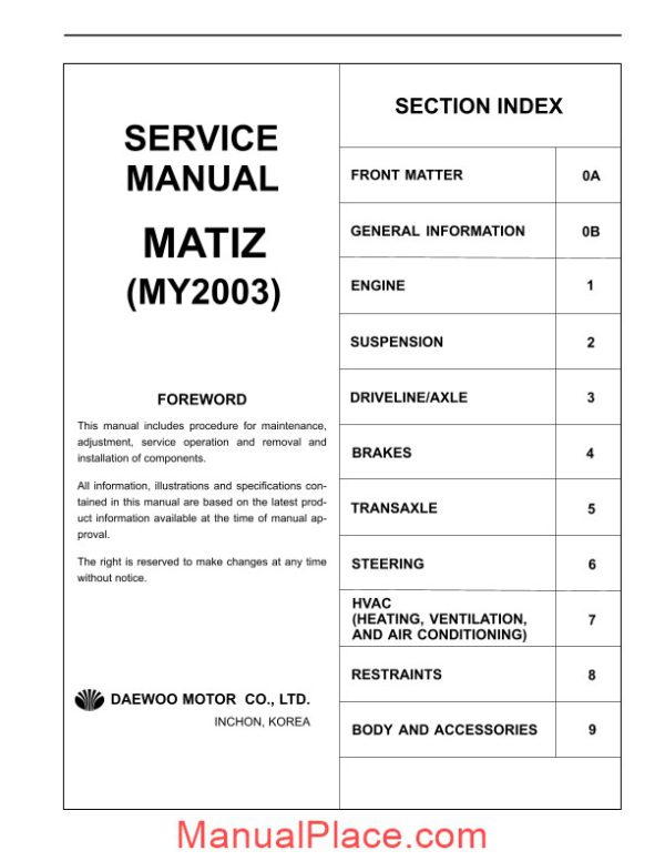 daewoo matiz 03 sm f8c sohc engine 0 8l page 1