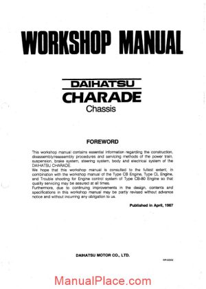 daihatsu charade workshop manual page 1