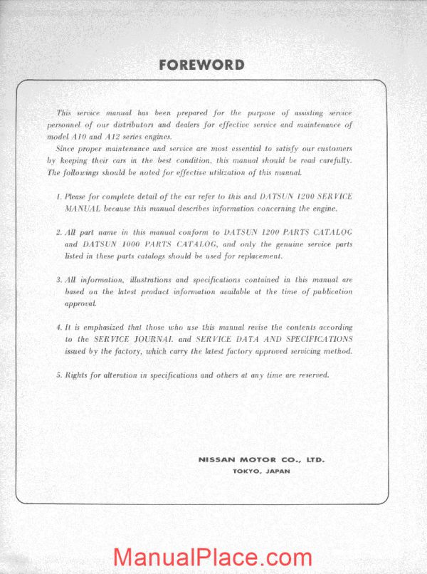 datsun service manual model a10 a12 page 3