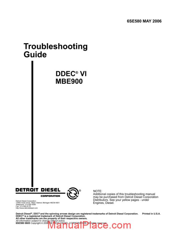 detroit diesel ddec vi mbe900 troubleshooting guide page 1