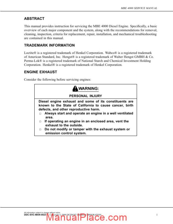 detroit diesel epa04 mbe 4000 workshop manual page 3