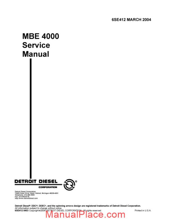 detroit diesel mbe4000 service manual page 1