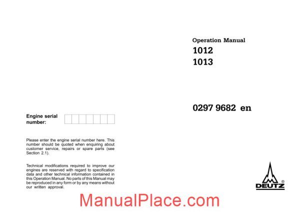 deutz 1012 1013 operation manual page 3