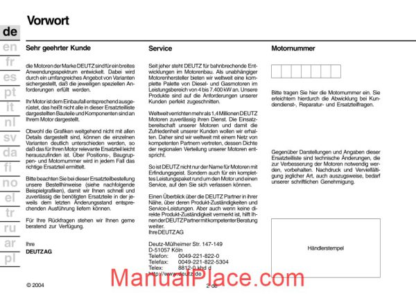 deutz 2012 2v spare parts catalogue page 4