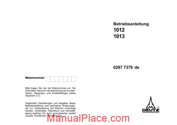 deutz engine betriebsanleitung 1012 page 3