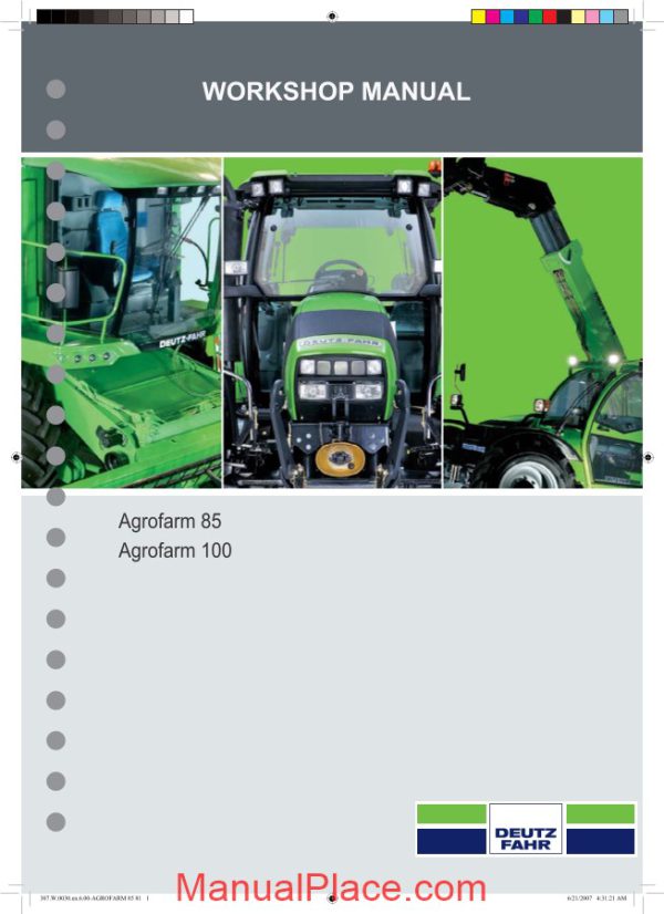 deutz fahr agrocompact agrofarm 85 100 workshop manual page 1