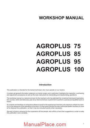 deutz fahr agroolus 75 85 95 100 workshop manual page 1