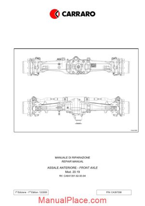 deutz fahr front axle for agrotron k90 100 110 120 workshop manual page 1