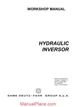 deutz fahr hydraulic inversor 80 105 workshop manual page 1