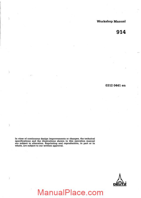 deutz fl914 workshop manual page 2