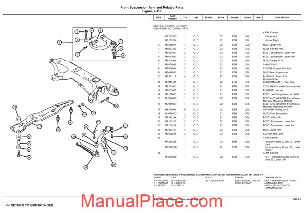 dodge chrysler cirrus sebering 2000 fj parts catalog page 3