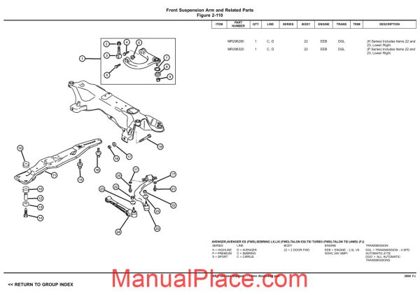 dodge chrysler cirrus sebering 2000 fj parts catalog page 4