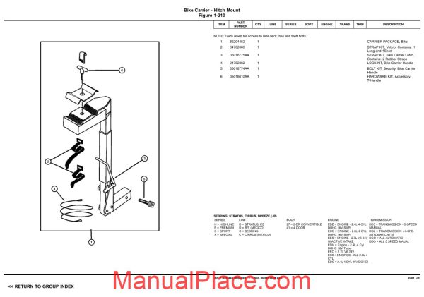 dodge chrysler cirrus sebering 2001 jr parts catalog page 3