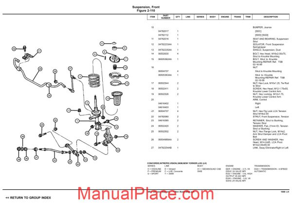 dodge chrysler concorde intrepid 1999 lh parts catalog page 4