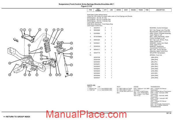 dodge dacota 1997 an parts catalog page 3