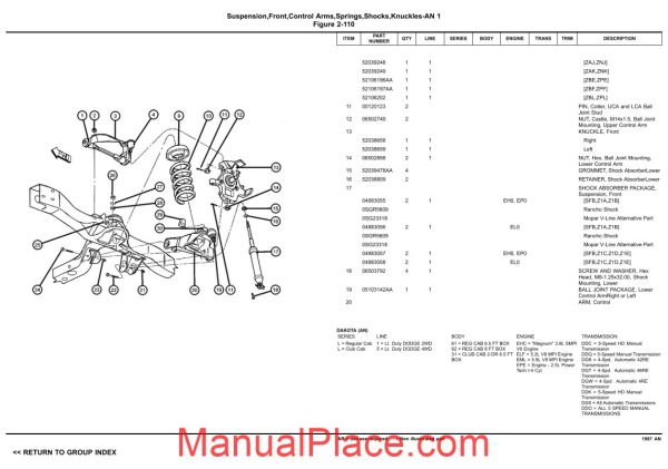 dodge dacota 1997 an parts catalog page 4