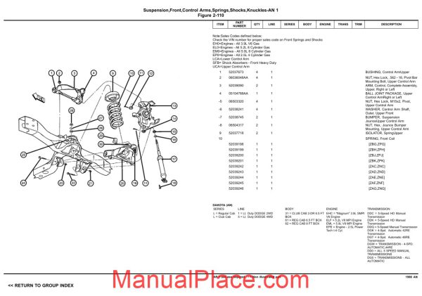 dodge dacota 1998 an parts catalog page 3