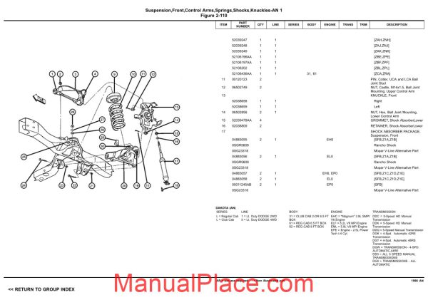 dodge dacota 1998 an parts catalog page 4