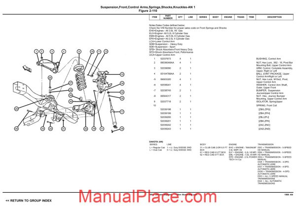 dodge dacota 1999 an parts catalog page 3