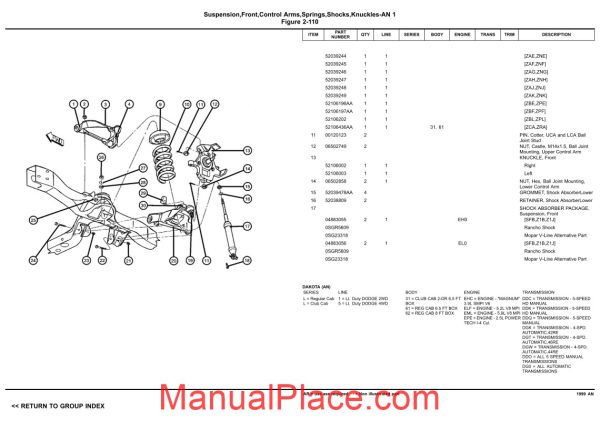 dodge dacota 1999 an parts catalog page 4