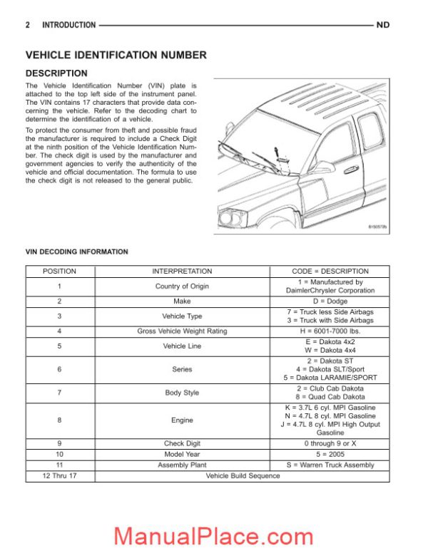 dodge dakota 2005 factory service manual page 3