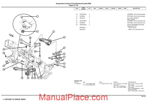 dodge durango 1998 dn parts catalogue page 4