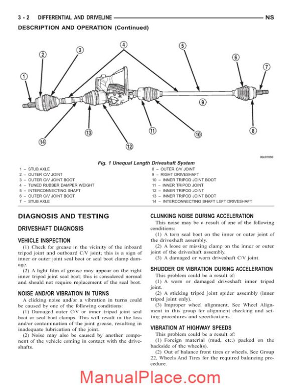 dodge gs voyager caravan 2000 2013 front driveshafts service manual page 2