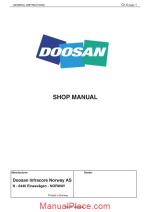 doosan dump truck da40 shop manual page 1