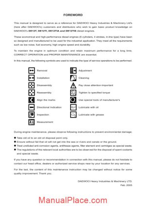 doosan engine manual de12t de12ti de12tia and de12tis page 1