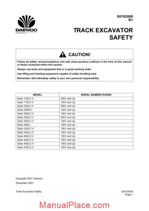 doosan excavator s420 shop manual page 1