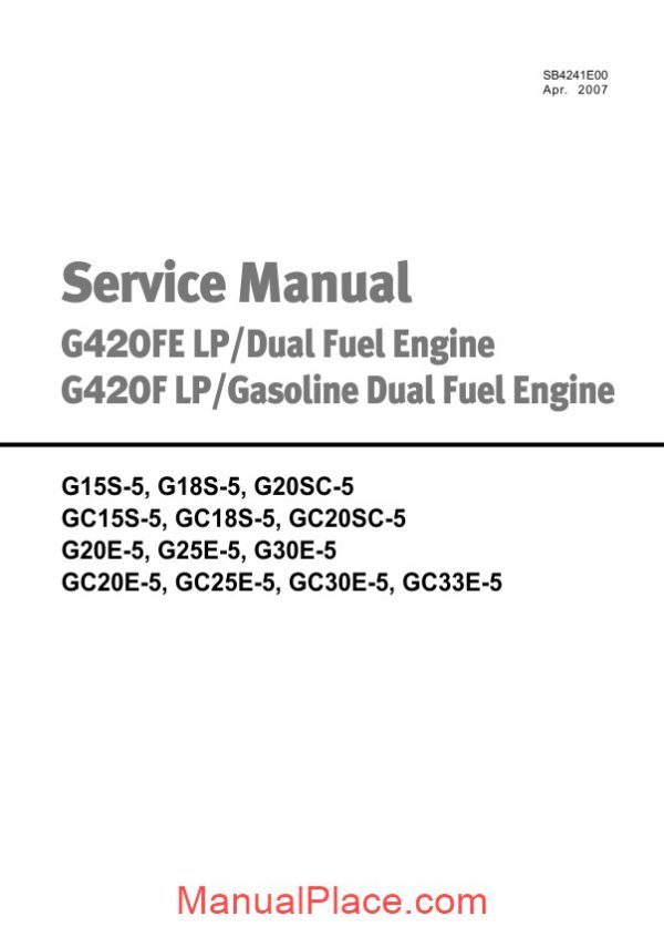 doosan forklift service manual g420fe lpdual g420f lpgasoline dual fuel engine page 1