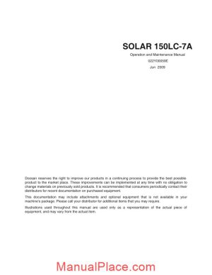 doosan solar 150lc 7a operation and maintenance manual page 1