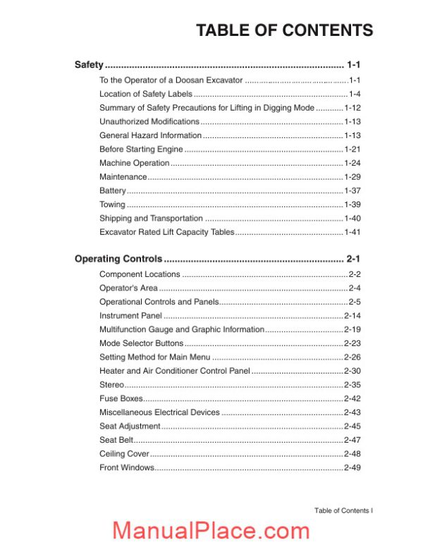 doosan solar 150lc 7a operation and maintenance manual page 3