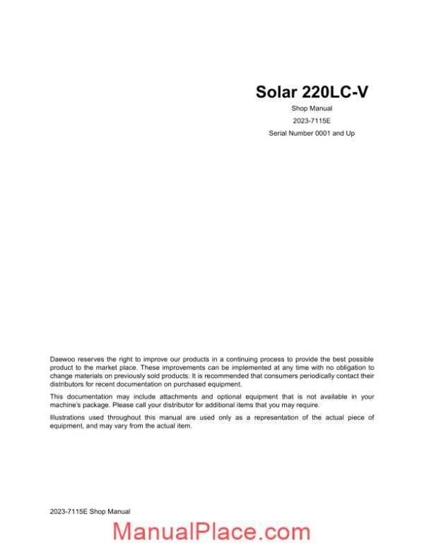 doosan solar 220lc v shop manual page 1