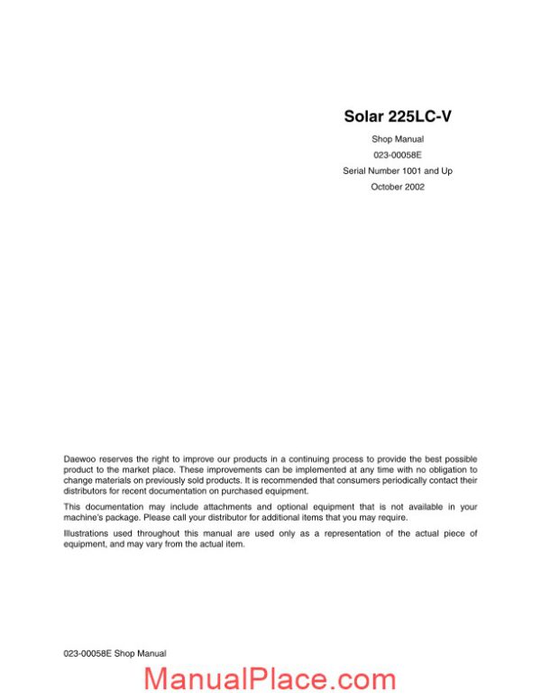 doosan solar 225lc v shop manual page 1