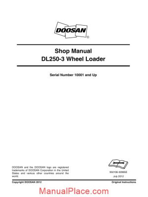 doosan wheel loader dk250 3 shop manual page 1