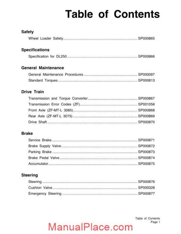 doosan wheel loader dl250 shop manual k1023773e page 3