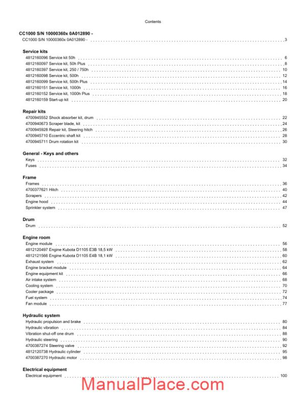 dynapac cc1000 spare parts catalogue page 3