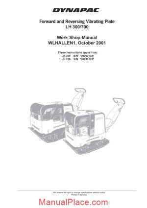 dynapac lh300 lh700 workshop manual page 1